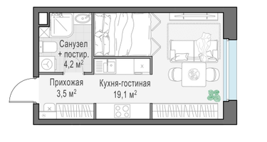 Студия, 27&nbsp;м²