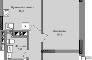 2-к. квартира, 58&nbsp;м²