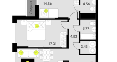 2-к. квартира, 71&nbsp;м²