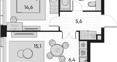 2-к. квартира, 47&nbsp;м²