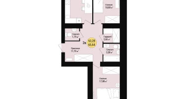 2-к. квартира, 65&nbsp;м²