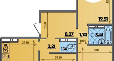 3-к. квартира, 88 м²