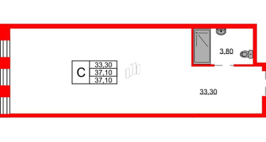 Студия, 37&nbsp;м²