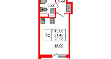 Студия, 21&nbsp;м²