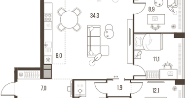 4-к. квартира, 101&nbsp;м²