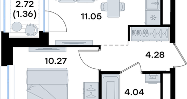 1-к. квартира, 31&nbsp;м²