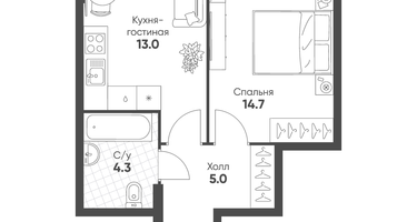 1-к. квартира, 37&nbsp;м²