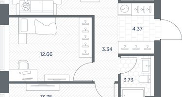 2-к. квартира, 63&nbsp;м²