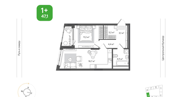 2-к. квартира, 47&nbsp;м²