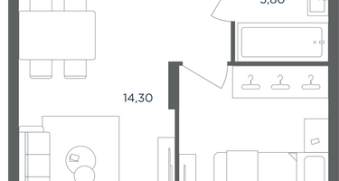 2-к. квартира, 42&nbsp;м²