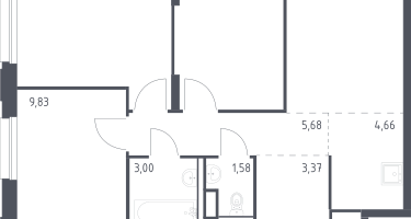 Студия, 62&nbsp;м²