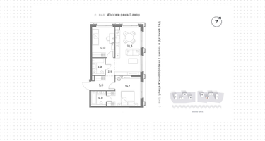 2-к. квартира, 65 м²