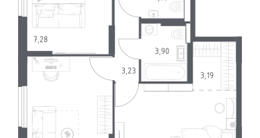 2-к. квартира, 65&nbsp;м²