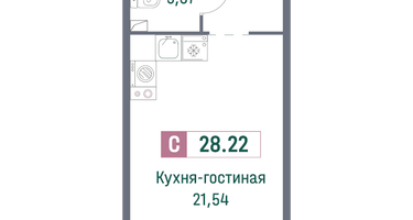 Студия, 28&nbsp;м²