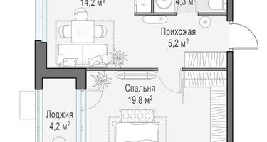 2-к. квартира, 43&nbsp;м²