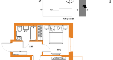 1-к. квартира, 36 м²