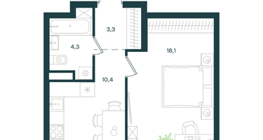 1-к. квартира, 36 м²