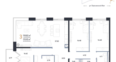 3-к. квартира, 118&nbsp;м²