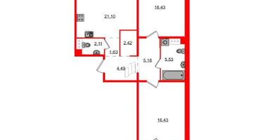 2-к. квартира, 78&nbsp;м²