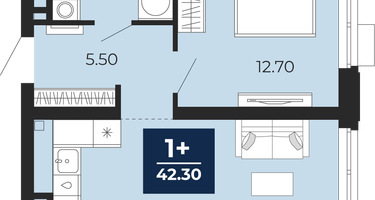 1-к. квартира, 42 м²
