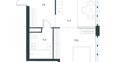 1-к. квартира, 39&nbsp;м²