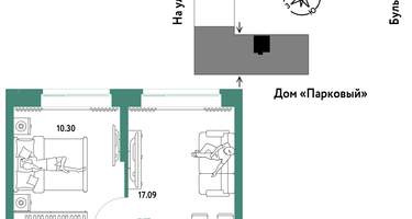 2-к. квартира, 34&nbsp;м²