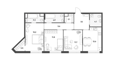 3-к. квартира, 81&nbsp;м²