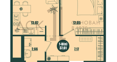 1-к. квартира, 37&nbsp;м²