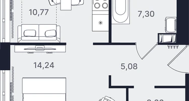 1-к. квартира, 41&nbsp;м²