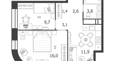 2-к. квартира, 48 м²