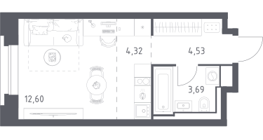 Студия, 25&nbsp;м²