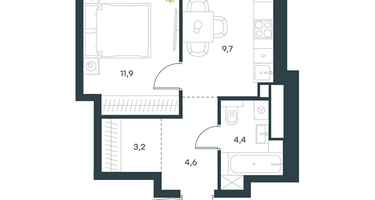 1-к. квартира, 33&nbsp;м²