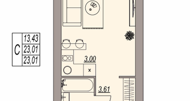 Студия, 23&nbsp;м²