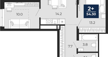2-к. квартира, 52&nbsp;м²