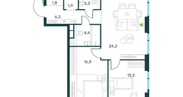 2-к. квартира, 70&nbsp;м²