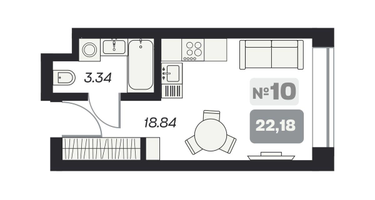 Студия, 22 м²
