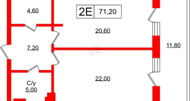 1-к. квартира, 65&nbsp;м²