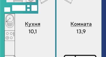 1-к. квартира, 36&nbsp;м²
