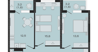 2-к. квартира, 61&nbsp;м²