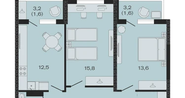 2-к. квартира, 61&nbsp;м²