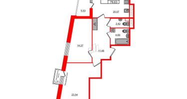 2-к. квартира, 74 м²