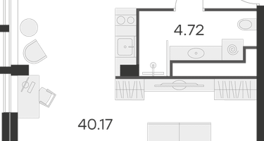 Студия, 43&nbsp;м²