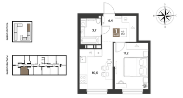 1-к. квартира, 31&nbsp;м²