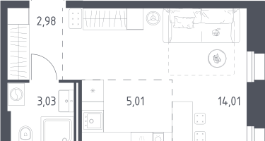 Студия, 25&nbsp;м²