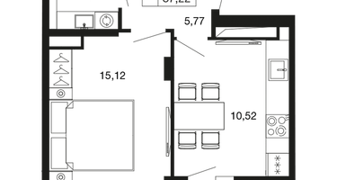 1-к. квартира, 35 м²