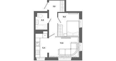 2-к. квартира, 35&nbsp;м²