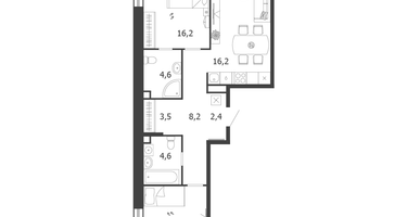 2-к. квартира, 69 м²