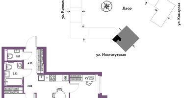 Студия, 52&nbsp;м²