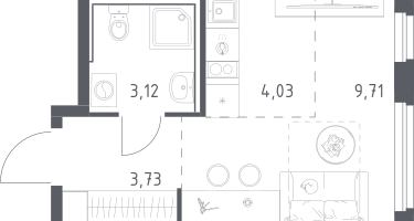 Студия, 20&nbsp;м²