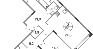 3-к. квартира, 106&nbsp;м²
